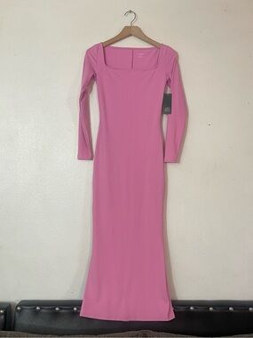 wild fable Pink Square-Neck Long-Sleeve Maxi Dress